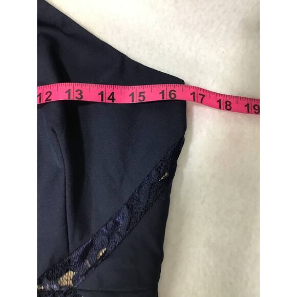 LULU'S SZ L Giavanna Navy Blue Halter Lace Mermaid Maxi Dress NEW B28 - Picture 7 of 9